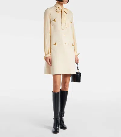 Valentino Short Dress In Wool And Cashmere In Neutral