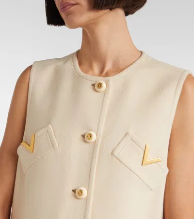Valentino Short Dress In Wool And Cashmere In Neutral