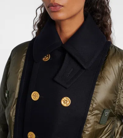 Sacai Double-breasted Down Jacket In Black