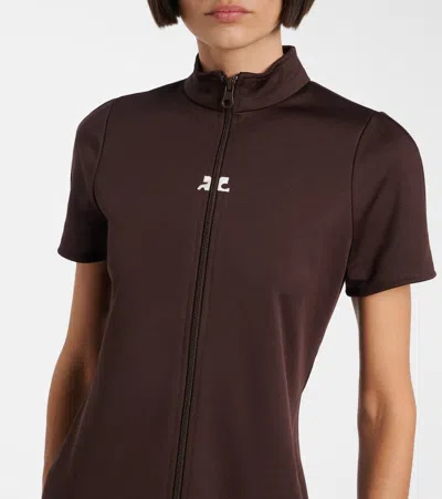 Courrèges Mini Dress With High Collar And Pockets In Brown