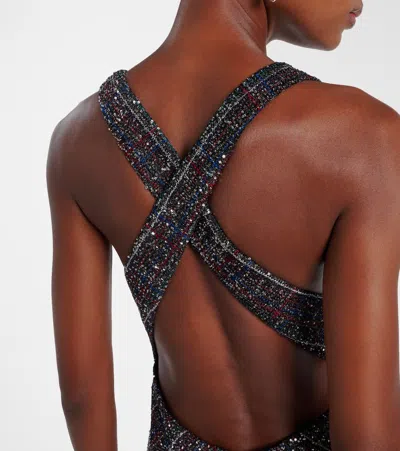 亮片金属丝面料加长连衣裙