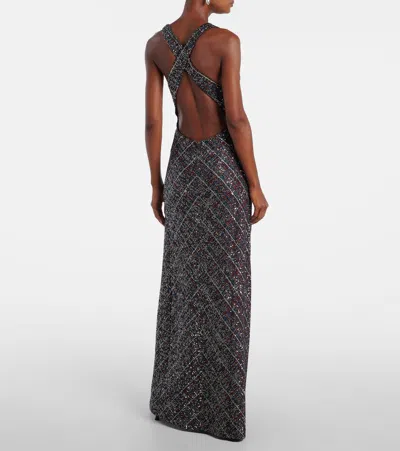 亮片金属丝面料加长连衣裙