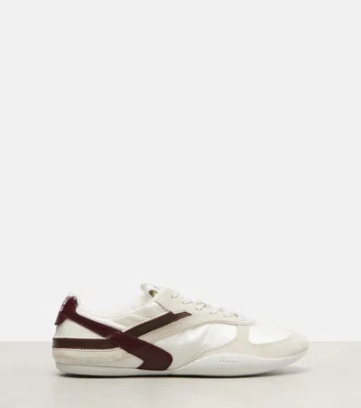 Miu Miu Women Two-tone Tech Fabric And Suede Gymnasium Sneakers In White