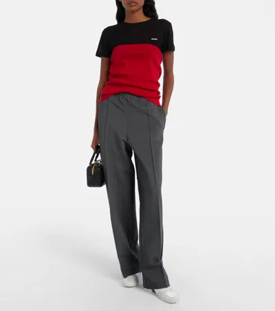 Miu Miu Women Two-tone Tech Fabric And Suede Gymnasium Sneakers In White