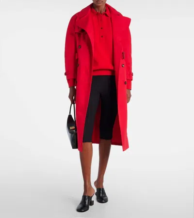 Jacquemus Belted Trench Coat With Structured Collar In Red