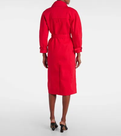 Jacquemus Belted Trench Coat With Structured Collar In Red