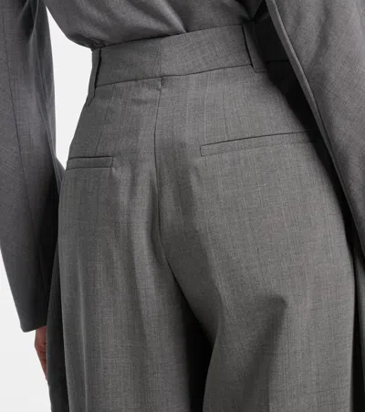 Jacquemus Curvo High-rise Cotton-blend Straight-leg Pants In Gray