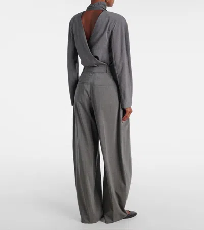 Jacquemus Curvo High-rise Cotton-blend Straight-leg Pants In Gray