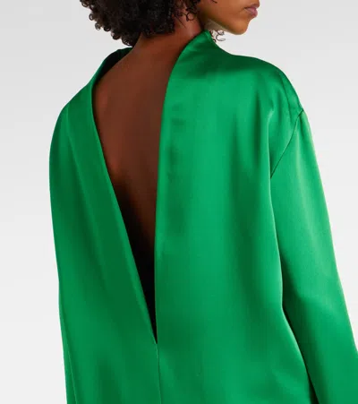Tom Ford Long Sleeve Shiny Crepe Column Gown In Green