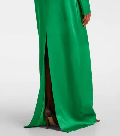 Tom Ford Long Sleeve Shiny Crepe Column Gown In Green