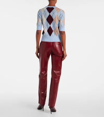 Khaite Womens Light Blue Multi Anders Short-sleeves Cashmere And Wool Top In Blue