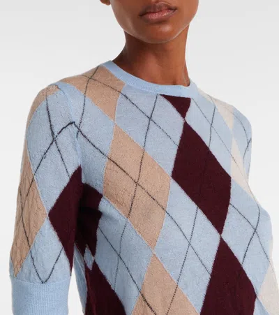 Khaite Womens Light Blue Multi Anders Short-sleeves Cashmere And Wool Top In Blue