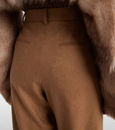 Khaite August High-rise Wool Straight Pants In Brown