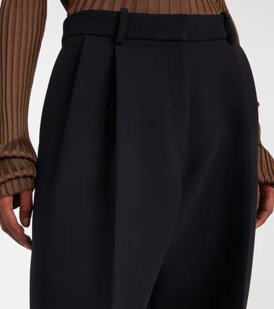 Khaite Teyana Pleated Woven Wide-leg Pants In Black