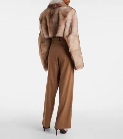 Khaite August High-rise Wool Straight Pants In Brown