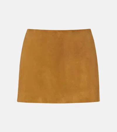 Khaite Jett Lambskin Suede Miniskirt In Brown