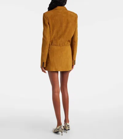 Khaite Jett Lambskin Suede Miniskirt In Brown