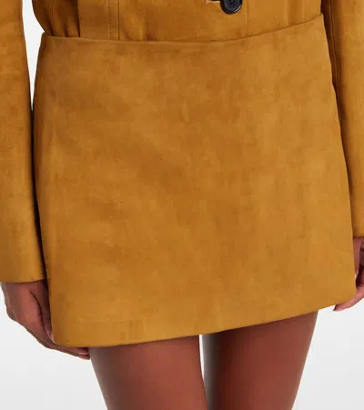 Khaite Jett Lambskin Suede Miniskirt In Brown