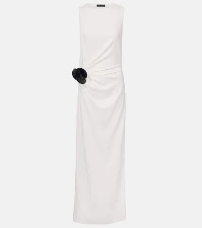 Proenza Schouler Rose-embellished Draped Maxi Evening Dress In White