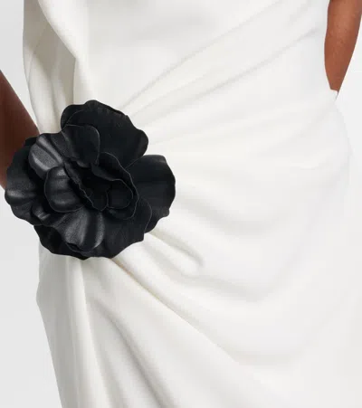 Proenza Schouler Rose-embellished Draped Maxi Evening Dress In White