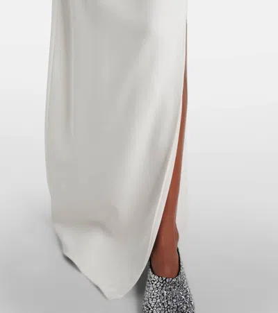 Proenza Schouler Rose-embellished Draped Maxi Evening Dress In White