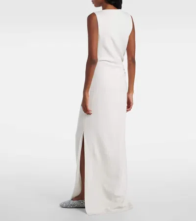 Proenza Schouler Rose-embellished Draped Maxi Evening Dress In White