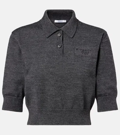 Givenchy Cropped Wool And Alpaca Polo Sweater In Gray