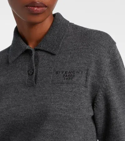 Givenchy Cropped Wool And Alpaca Polo Sweater In Gray