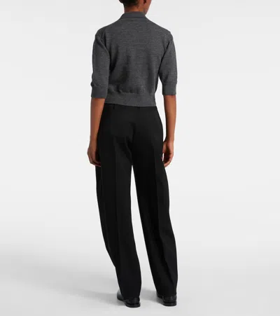 Givenchy Cropped Wool And Alpaca Polo Sweater In Gray