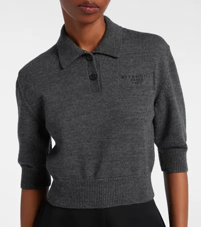Givenchy Cropped Wool And Alpaca Polo Sweater In Gray