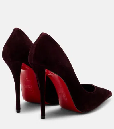Christian Louboutin Stylish Pointed Toe Suede Pumps In Burgundy