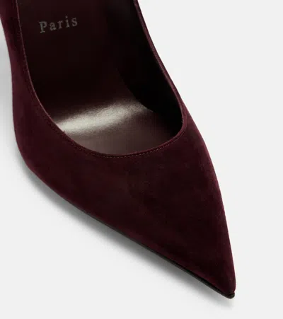 Christian Louboutin Stylish Pointed Toe Suede Pumps In Burgundy