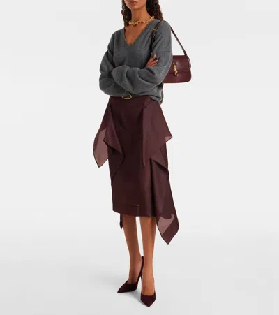 Christian Louboutin Stylish Pointed Toe Suede Pumps In Burgundy