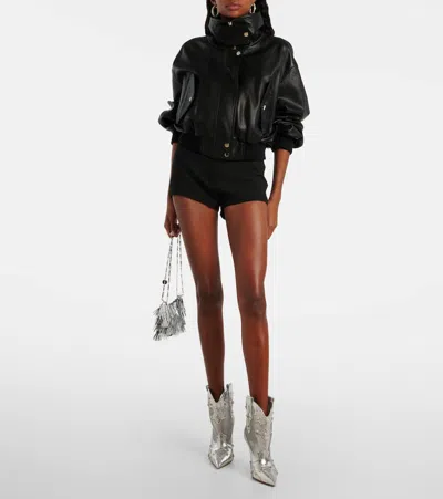 Christian Louboutin Santia Spike Metallic Leather Red Sole Western Booties In Silver