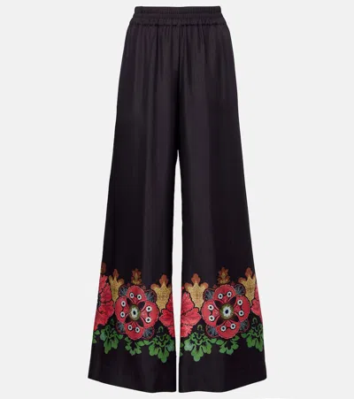 La Doublej Printed Silk Twill Palazzo Pants In Gold