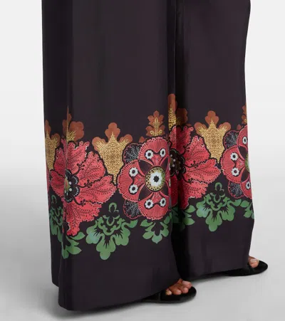 La Doublej Printed Silk Twill Palazzo Pants In Gold