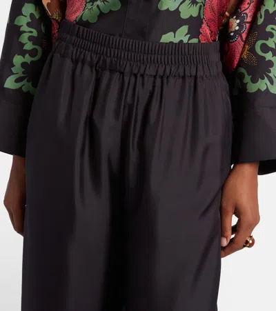 La Doublej Printed Silk Twill Palazzo Pants In Gold