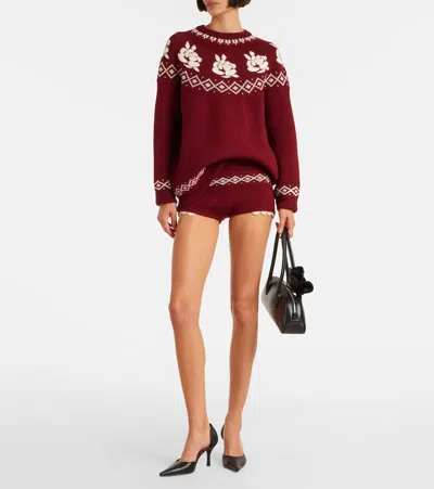 Magda Butrym Wool Sweater With Floral Pattern In Red