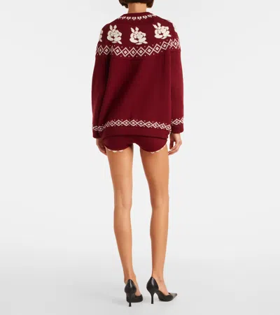 Magda Butrym Wool Sweater With Floral Pattern In Red