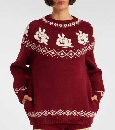 Magda Butrym Wool Sweater With Floral Pattern In Red