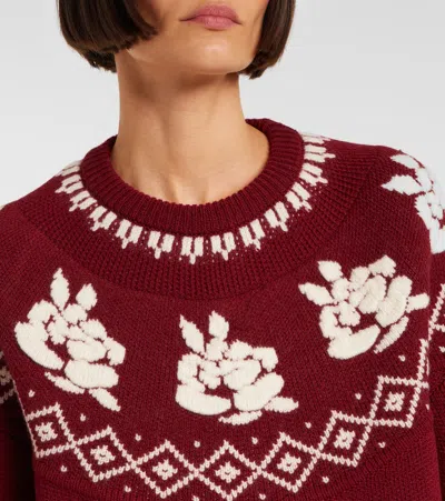 Magda Butrym Wool Sweater With Floral Pattern In Red