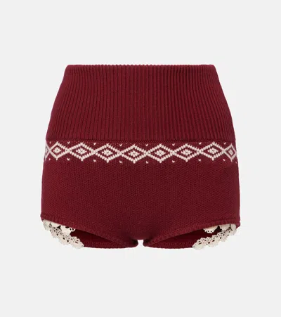 Magda Butrym Crochet Wool Shorts In Red