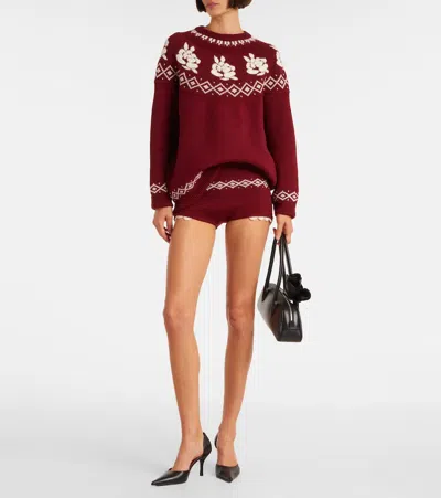 Magda Butrym Crochet Wool Shorts In Red