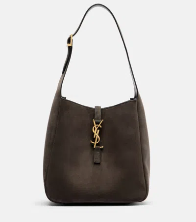 Saint Laurent Le 5 À 7 Supple Small Suede Shoulder Bag In Gray