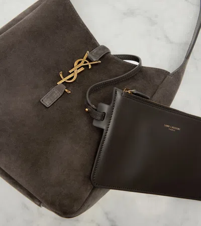 Saint Laurent Le 5 À 7 Supple Small Suede Shoulder Bag In Gray