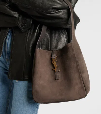 Saint Laurent Le 5 À 7 Supple Small Suede Shoulder Bag In Gray