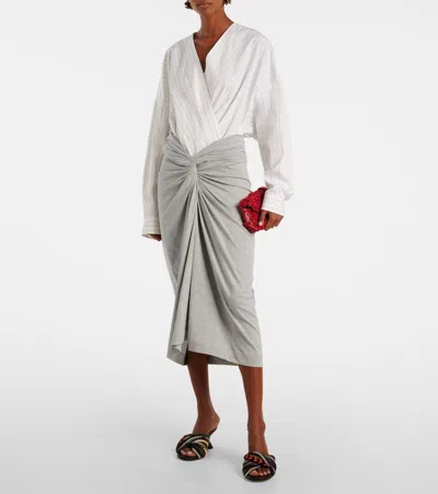 Dries Van Noten Oversized Wrap-effect Pinstriped Cotton-poplin Blouse In White