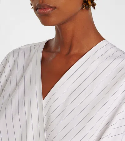 Dries Van Noten Oversized Wrap-effect Pinstriped Cotton-poplin Blouse In White