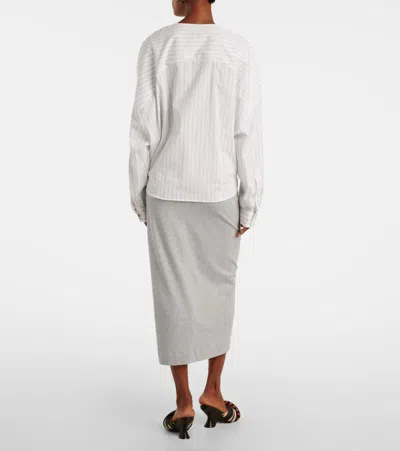 Dries Van Noten Oversized Wrap-effect Pinstriped Cotton-poplin Blouse In White