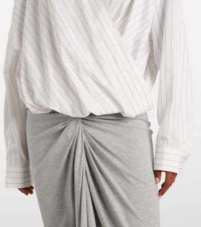 Dries Van Noten Oversized Wrap-effect Pinstriped Cotton-poplin Blouse In White